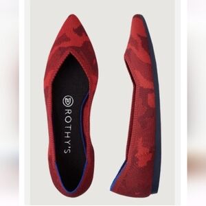ROTHY'S RED Camo  Inspired Print Textile Flats Size 7